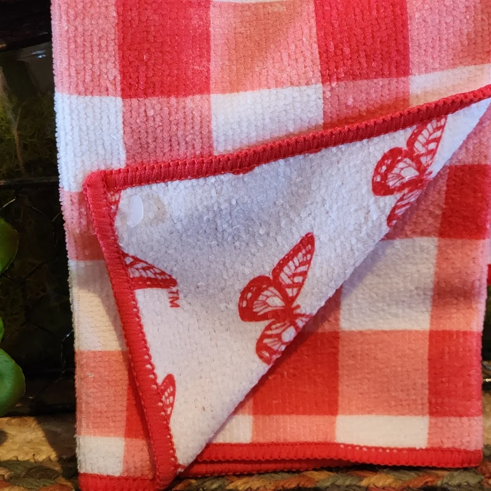 Gingham Check Kitchen Towels - Red and White